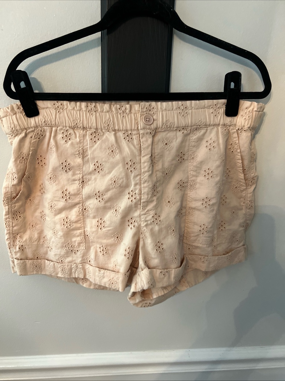aerie Cream Eyelet High-Rise Shorts